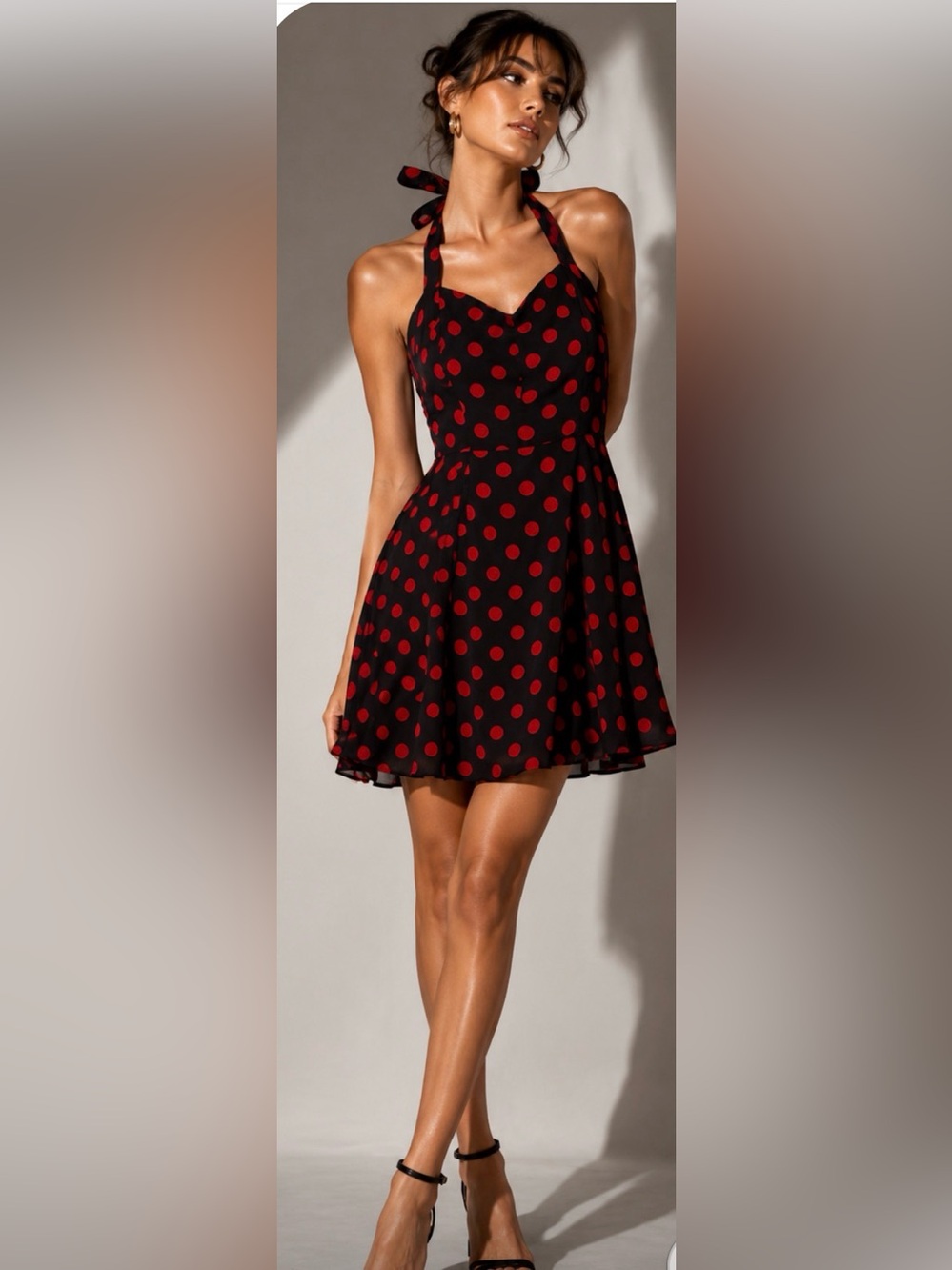 Black & Red Polka Dot  Dress Retro Style Size Large Free gift with purchase